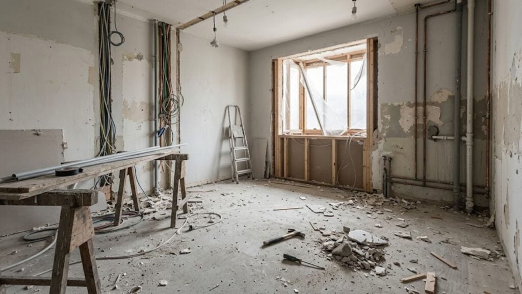 Reforma de vivienda parada con herramientas y materiales abandonados - Reformas Guimerà Barcelona