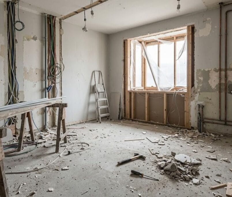 Reforma de vivienda parada con herramientas y materiales abandonados - Reformas Guimerà Barcelona