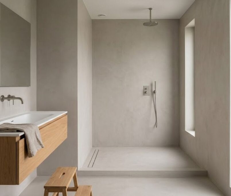 Microcemento en baños y cocinas: ventajas reales, problemas frecuentes y precio instalado en 2026. Sin mitos. +20 años de experiencia en Barcelona.