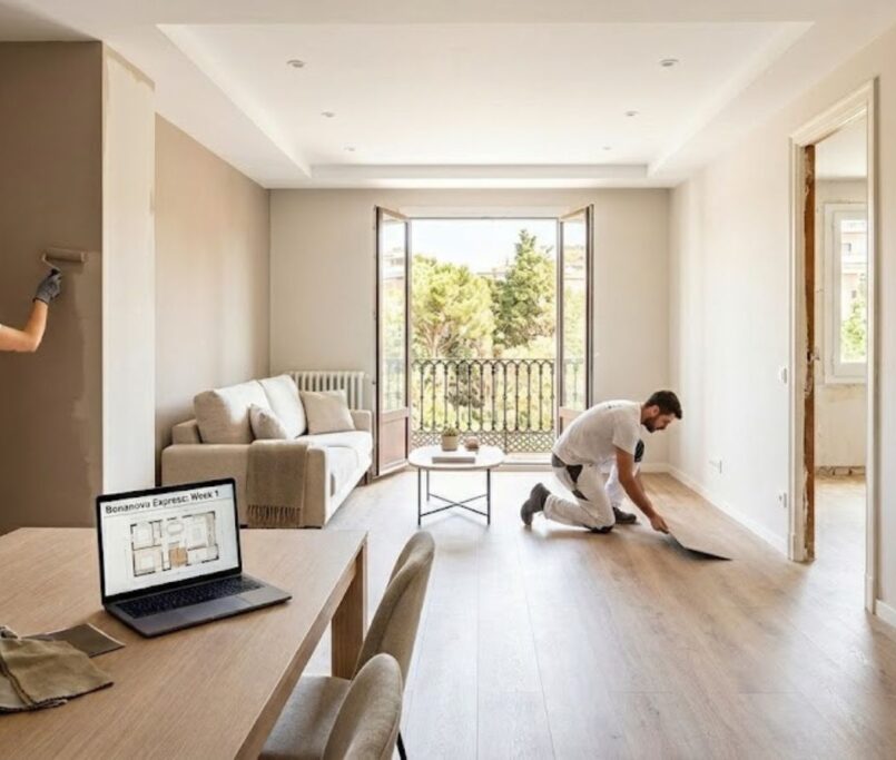 Renovaciones rápidas alto impacto: pintura profesional, suelos vinílicos, cambio sanitarios. Resultados visibles mínimo tiempo sin obra pesada.