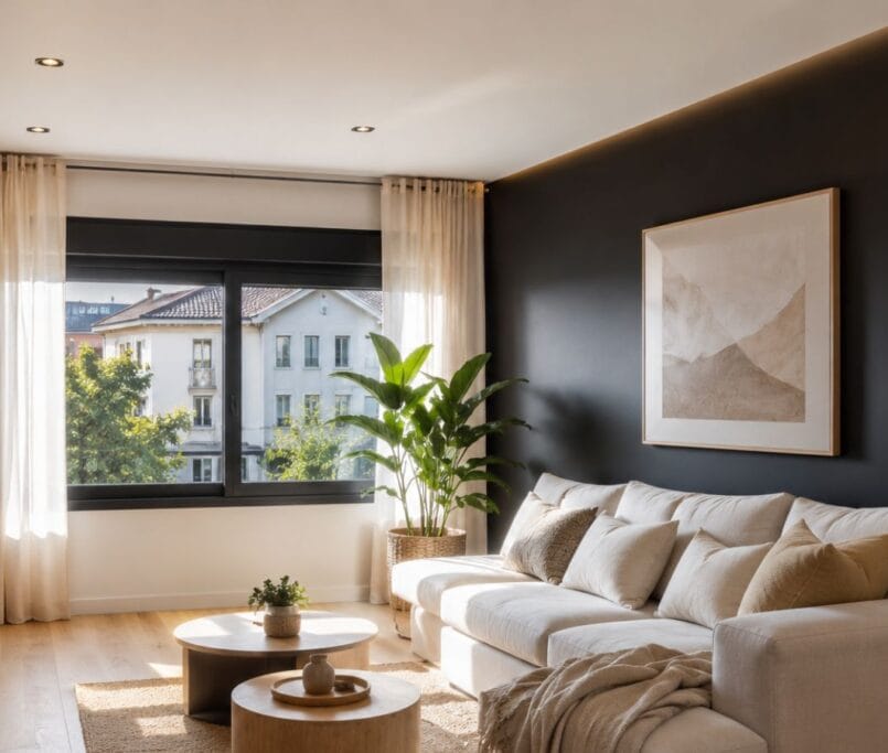 El negro no siempre reduce visualmente una habitación. Aprende a usar colores oscuros con luz, contraste y materiales adecuados.