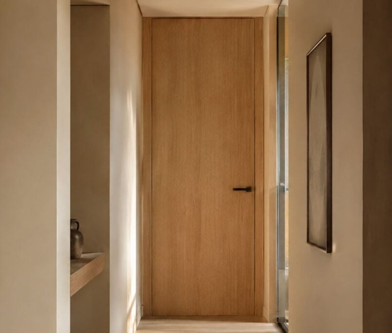 Las puertas hasta el techo se han convertido en uno de los recursos más reconocibles de las reformas contemporáneas. Su éxito no responde solo a una cuestión estética. Al eliminar el dintel tradicional, la pared se percibe más alta, limpia y continua, algo especialmente valioso en viviendas con techos estándar o pasillos estrechos.